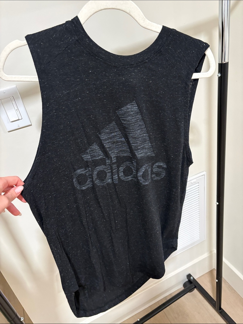 adidas Black Speckled Logo Muscle Tank